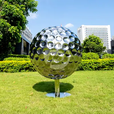 36 Inch Stainless Steel Golf Ball Sculpture detail 4