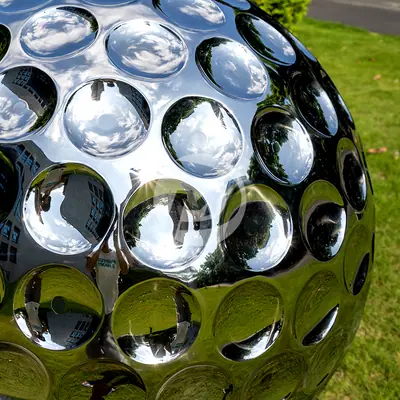 36 Inch Stainless Steel Golf Ball Sculpture detail 5