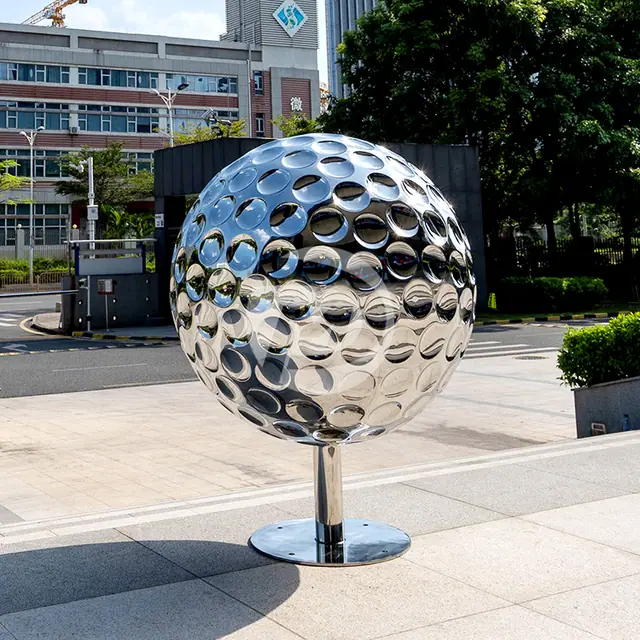 36 Inch Stainless Steel Golf Ball Sculpture