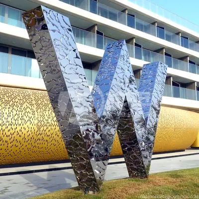 Building Hotel Sign Metal Abstract Modern Stainless Steel Sculpture detail 4