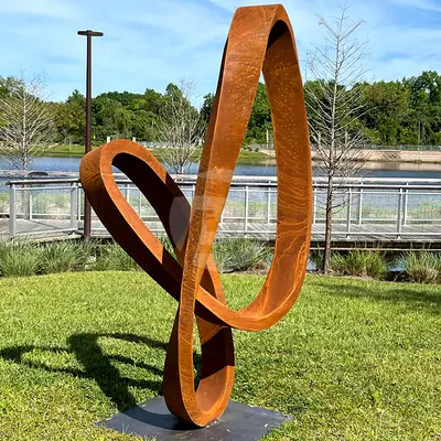 Corten Steel Sculpture, Rustic, Yard Art, Pool Art Lawn Sculpture detail 2