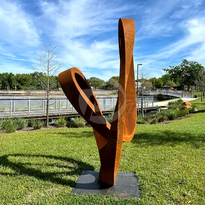 Corten Steel Sculpture, Rustic, Yard Art, Pool Art Lawn Sculpture detail 3
