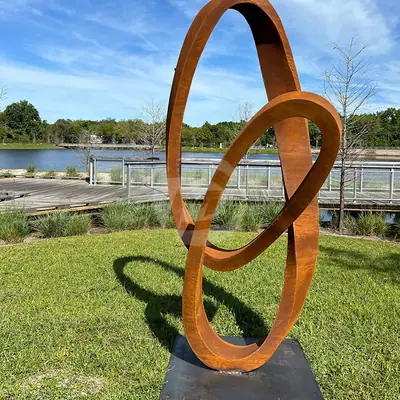 Corten Steel Sculpture, Rustic, Yard Art, Pool Art Lawn Sculpture detail 4