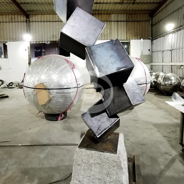 Five Cubes Corten Steel Sculpture