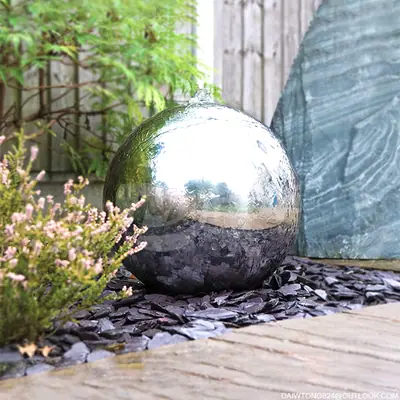 Garden Decorated Stainless Steel Sphere Water Feature detail 2
