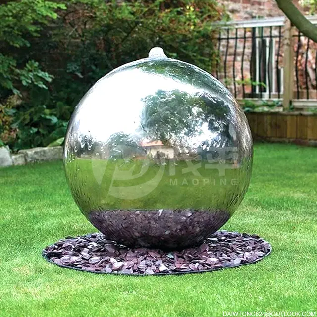 Garden Decorated Stainless Steel Sphere Water Feature