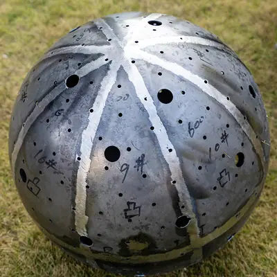 Hollow Corten Steel Ball detail 2