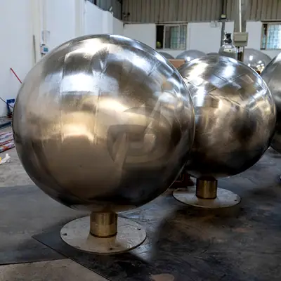 Large 30 Inch 40 Inch 60 Inch Gazing Balls Brush Stainless Steel Hollow Sphere with Base detail 3