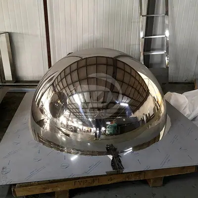 Large Metal Polished Stainless Steel Hemisphere detail 2