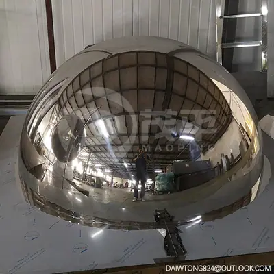 Polished Mirror Large Stainless Steel Hollow Hemi Sphere detail 2