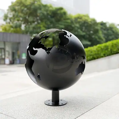 Metal Globe Sculpture detail 2