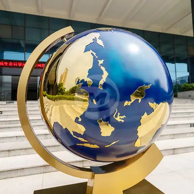 Metal Globe Sculptures detail 3