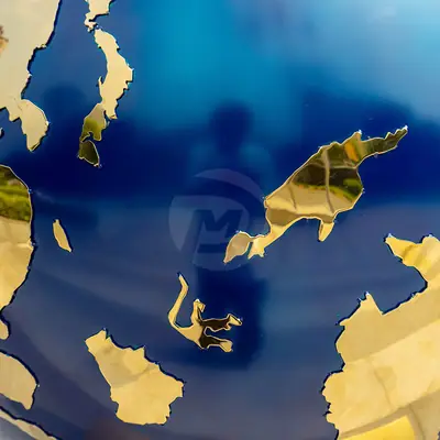 Metal Globe Sculptures detail 4