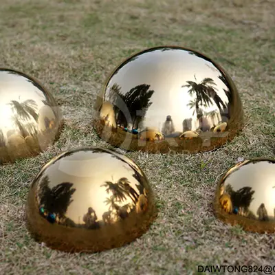 Golden Stainless Steel Hemisphere Polished Metal Hollow Hemi Balls detail 3