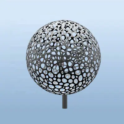 Metal Hollow Corten Steel Sphere Sculpture detail 3