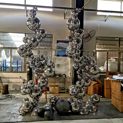 Metal Irregular Group Mirror Ball Sculpture detail 4