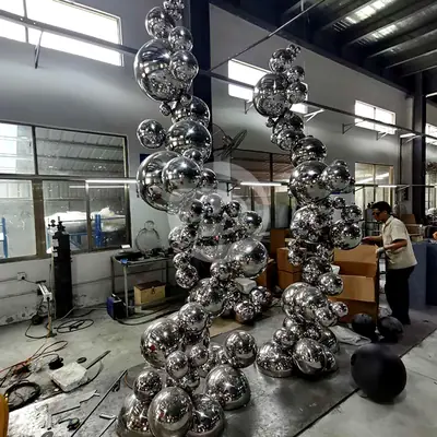 Metal Irregular Group Mirror Ball Sculpture detail 5
