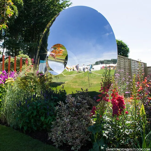 Garden Mirror Polished Stainless Steel Ring Sculpture