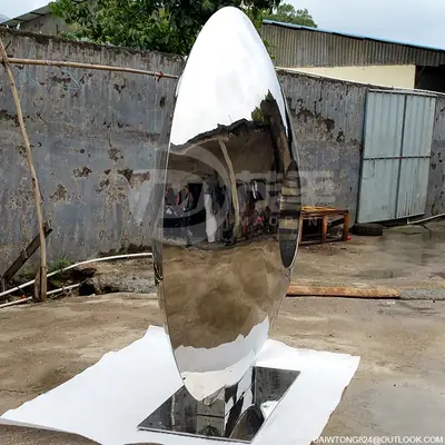 Garden Mirror Polished Stainless Steel Ring Sculpture detail 3