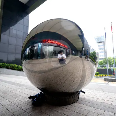 Mirror Stainless Steel Hollow Sphere Large Gazing Ball detail 5