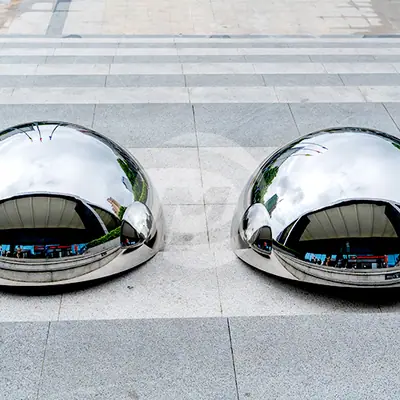 Polished Mirror Large Stainless Steel Hemisphere detail 2