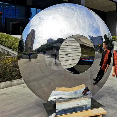 Public Art Installation Stainless Steel Ring Sculpture detail 2