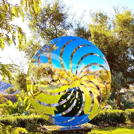 Sculpture of Stainless Steel Windmill Lawn Garden Sculpture