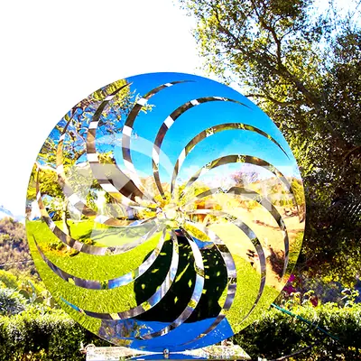 Sculpture of Stainless Steel Windmill Lawn Garden Sculpture detail 3