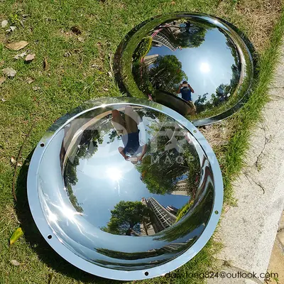 Stainless Steel Mirror Polished Concave Disc Sculpture detail 2