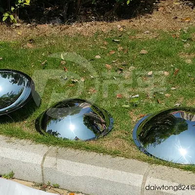 Stainless Steel Mirror Polished Concave Disc Sculpture detail 4