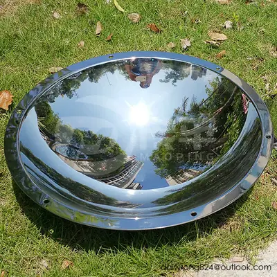 Stainless Steel Mirror Polished Concave Disc Sculpture detail 3
