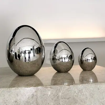 Stainless Steel Egg Shaped Sculpture detail 2