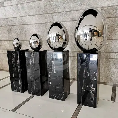 Stainless Steel Egg Shaped Sculpture detail 5