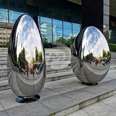 Stainless Steel Ellipse Egg Shape Sculpture detail 2