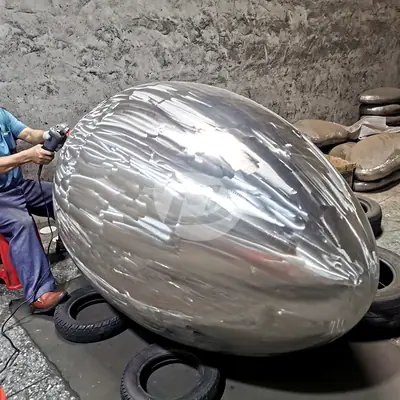 Stainless Steel Ellipse Egg Shape Sculpture detail 5