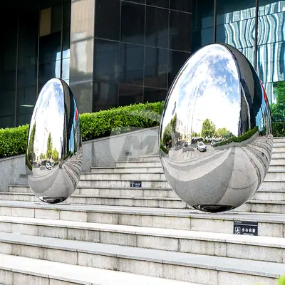Stainless Steel Ellipse Egg Shape Sculpture detail 3