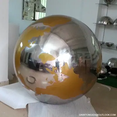 1200mm Stainless Steel Globe Sculpture World Map detail 2