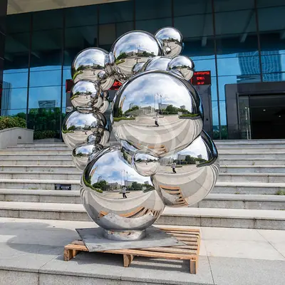Stainless Steel Polished Metal Sphere Sculpture detail 3