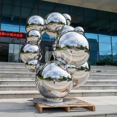 Stainless Steel Polished Metal Sphere Sculpture detail 2
