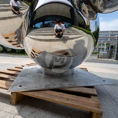 Stainless Steel Polished Metal Sphere Sculpture detail 5