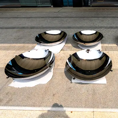 Stainless Steel Water Bowl, Hemisphere, Dome Disks Mirror Concave Sculpture detail 3