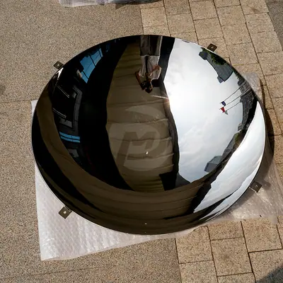 Stainless Steel Water Bowl, Hemisphere, Dome Disks Mirror Concave Sculpture detail 6
