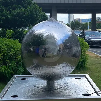 Stainless Steel Water Feature Sphere detail 2