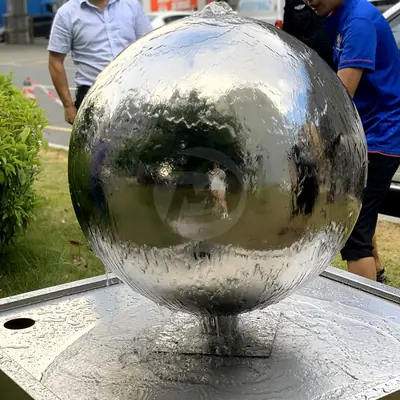 Stainless Steel Water Feature Sphere detail 4