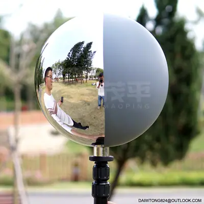 25cm Half Highly Polished Stainless Steel Half 18% Reflective Grey Ball HDRI VFX Ball detail 4