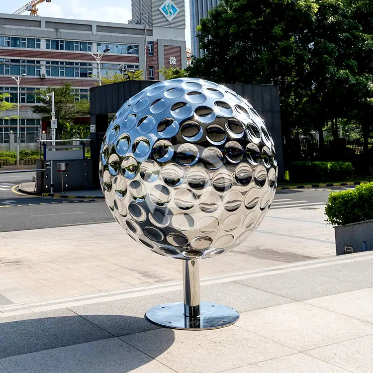 36 Inch Stainless Steel Golf Ball Sculpture