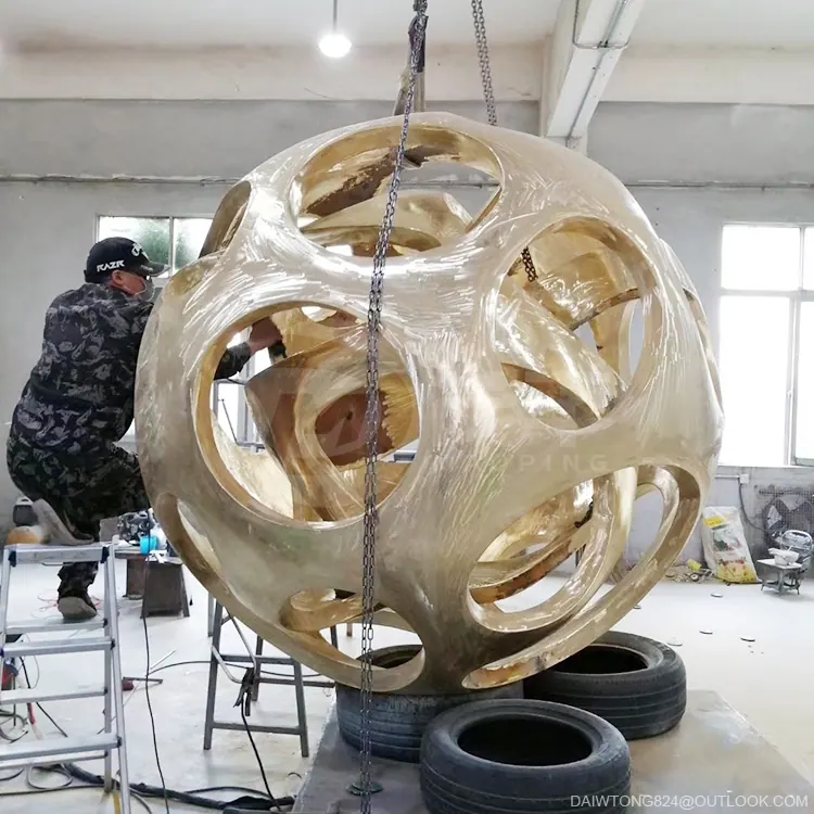 Copper Sphere Sculpture Art