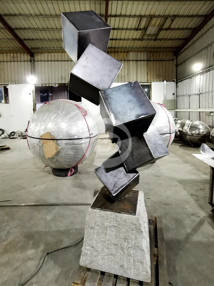 Five Cubes Corten Steel Sculpture