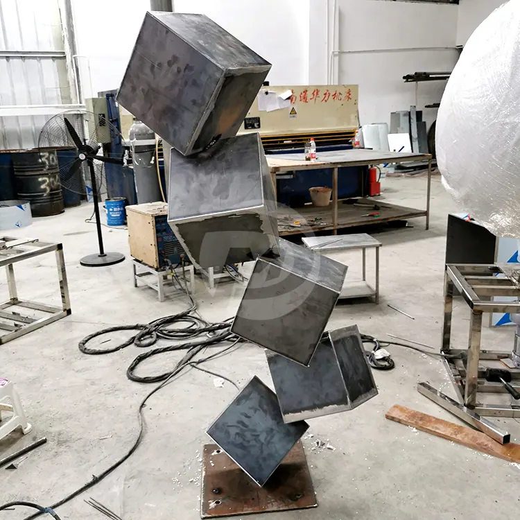 Five Cubes Corten Steel Sculpture, view 3