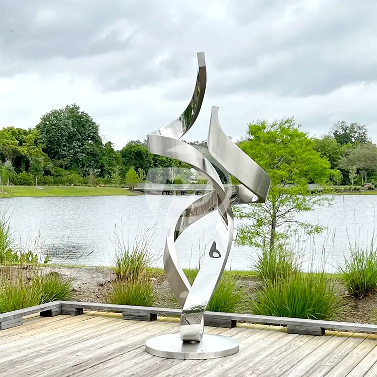 Large Abstract Sculpture, Garden Statue, High Polished Stainless Steel Artwork, Metal Art